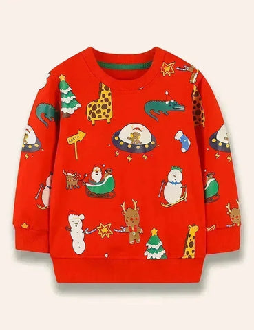 Weihnachts-Sweatshirt mit Cartoon-Print