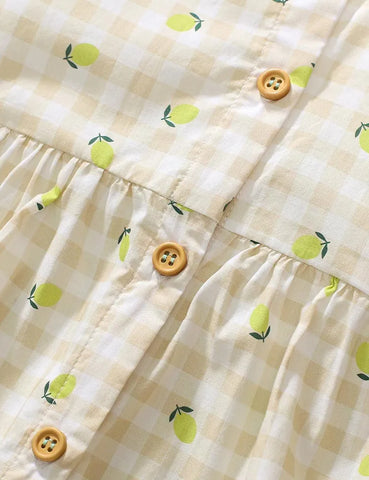 Kleid mit Zitronenprint und Knöpfen