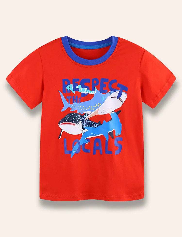 T-Shirt Mit Mehreren Haien