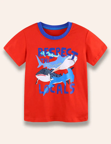 T-Shirt Mit Mehreren Haien