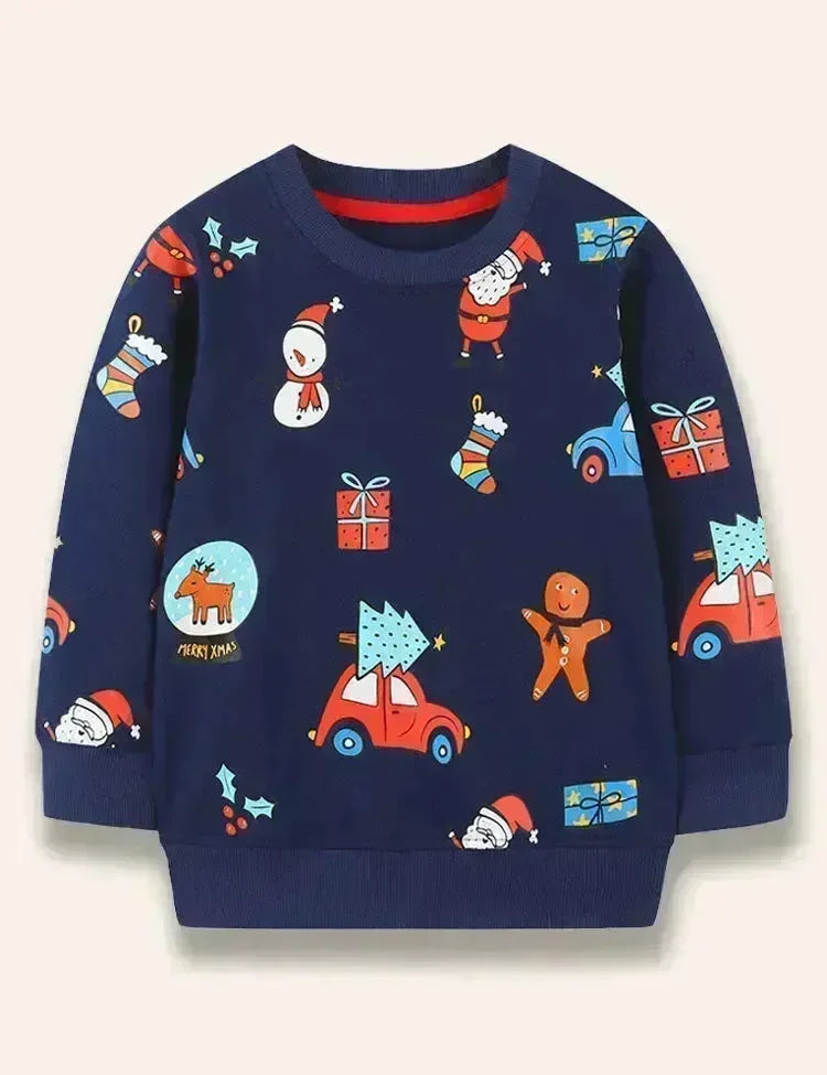 Weihnachts-Sweatshirt mit Cartoon-Print