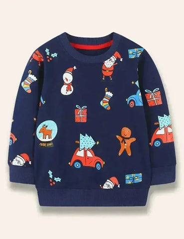 Weihnachts-Sweatshirt mit Cartoon-Print