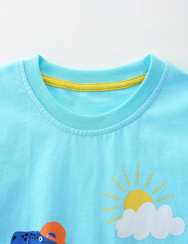 T-Shirt mit Cartoon-Dinosaurier-Print