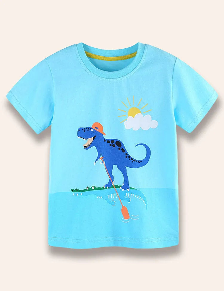 T-Shirt mit Cartoon-Dinosaurier-Print