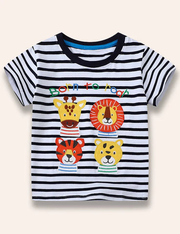 T-Shirt mit Applikation: Wildtier-Motiv