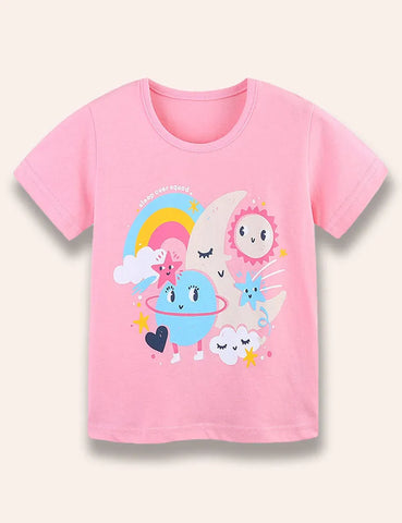 Cartoon Niedlicher Planet T-Shirt