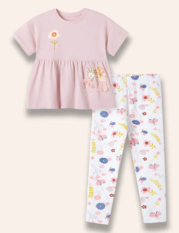 T-Shirt-Set mit Feenhasen-Print