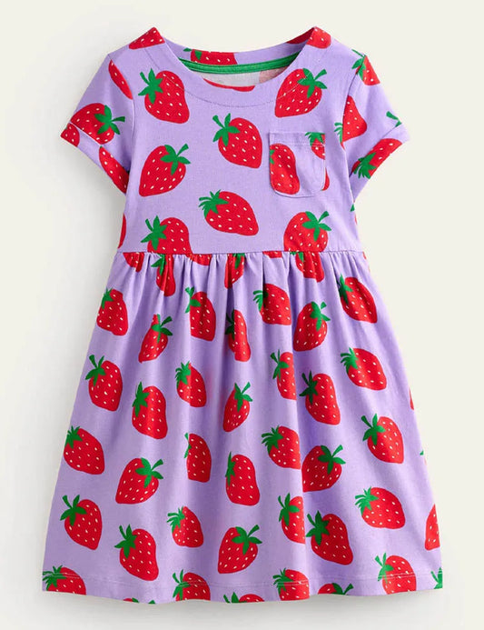 Robe entièrement imprimée aux fraises