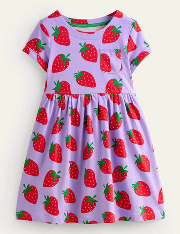 Voll Bedrucktes Kleid Mit Erdbeeren