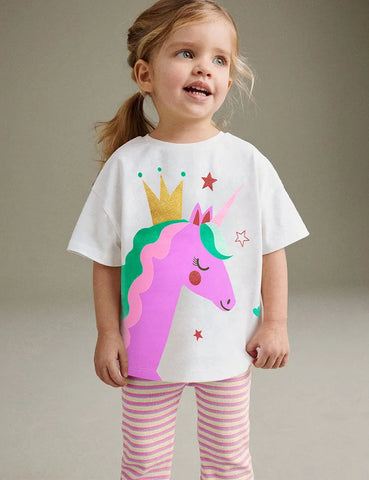 Bedrucktes Cartoon-Einhorn-Set