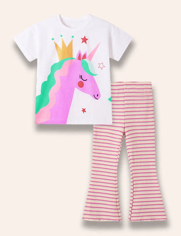 Bedrucktes Cartoon-Einhorn-Set