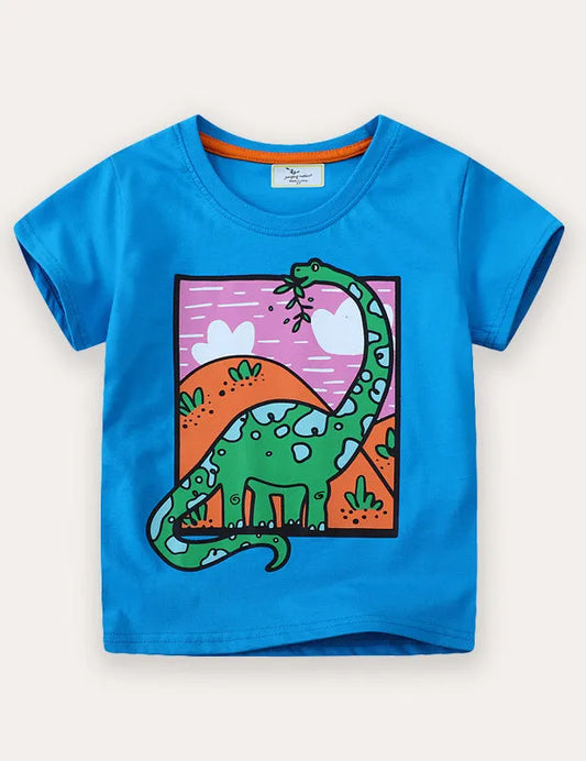 T-shirt a maniche corte con stampa dinosauro