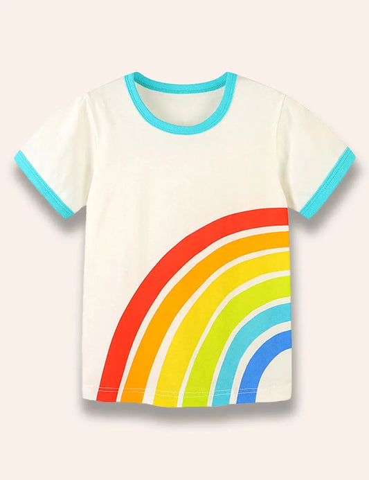 T-shirt con stampa arcobaleno