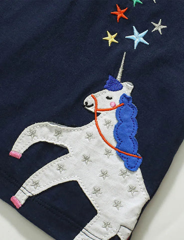 Polo-T-Shirt mit Einhorn-Applikation