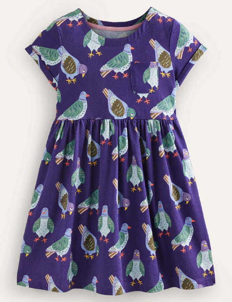 Vollbedrucktes Kleid Mit Taubenprint