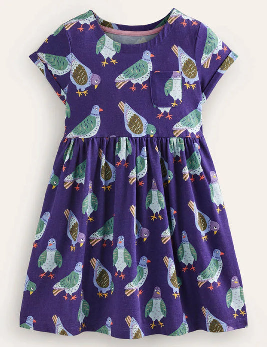 Robe entièrement imprimée pigeon