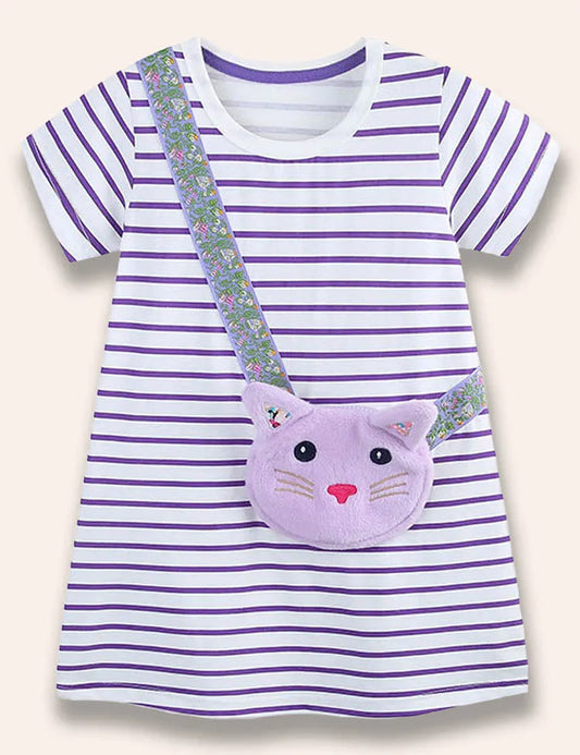 Kleid Mit Cartoon-Kätzchen-Tasche