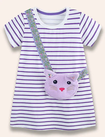 Kleid Mit Cartoon-Kätzchen-Tasche