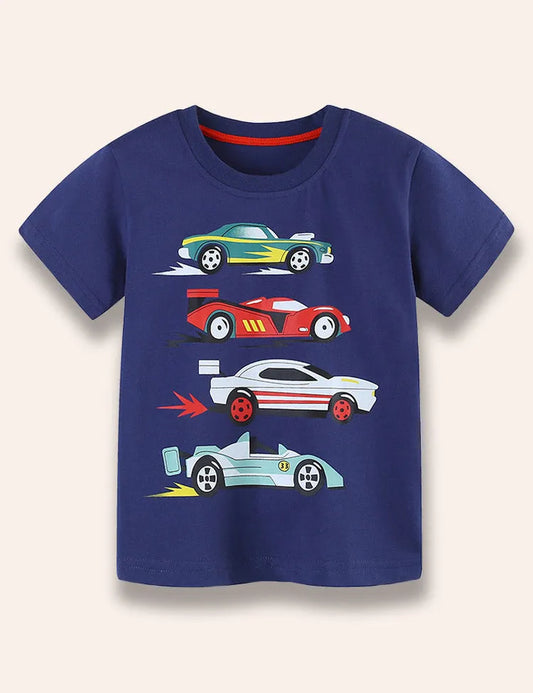 T-shirt stampata con auto da corsa