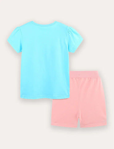 Butterfly Print Short Sleeve T-Shirt and Shorts Set