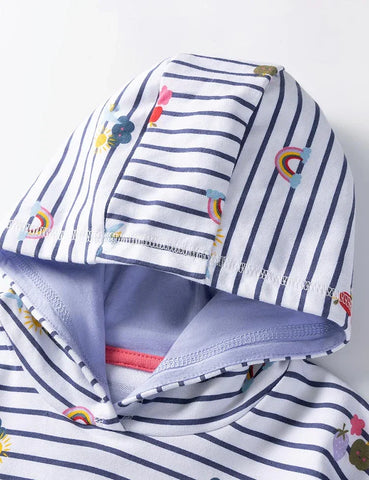 T-shirt a maniche corte con cappuccio stampata a righe