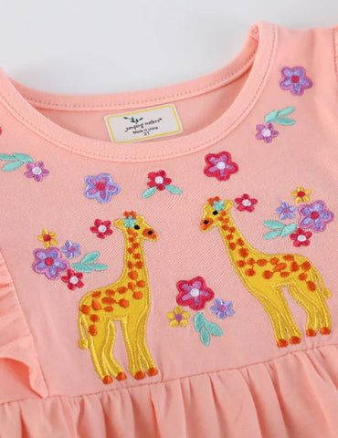 Giraffe Embroidered Dress