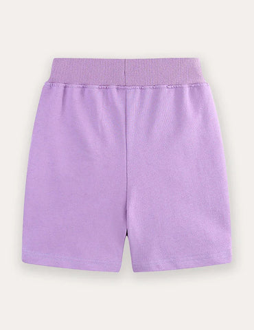 Flower Embroidered Cotton Shorts