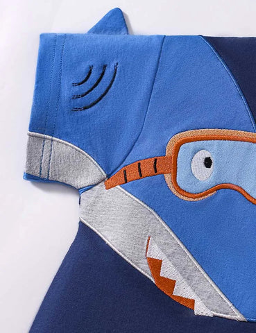 Kurzarm-T-Shirt- und Shorts-Set mit Hai-Print