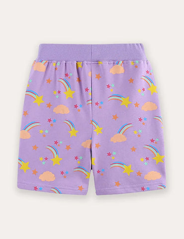Rainbow Printed Cotton Shorts