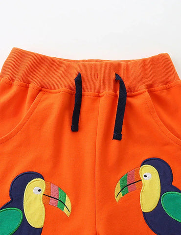 Baumwoll-Shorts mit Tierstickerei