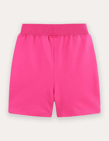 Shorts in cotone con ricamo animalier