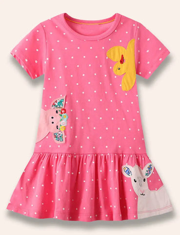 Kleid Mit Bauernhoftier-Applikation