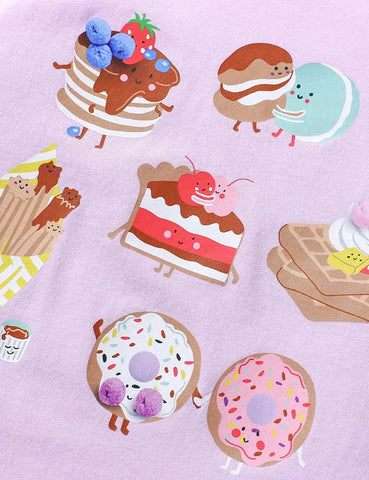 T-Shirt mit Cartoon-Dessert-Aufdruck