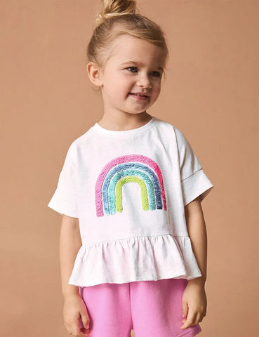 Paillettenbesetztes Regenbogen-T-Shirt-Set