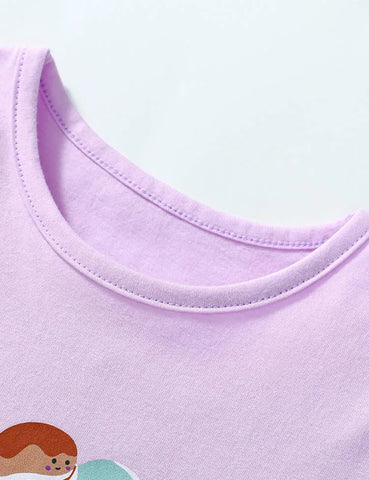 T-Shirt mit Cartoon-Dessert-Aufdruck