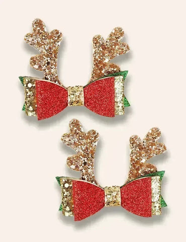 2 stuks kerstserie haarclips met lovertjes