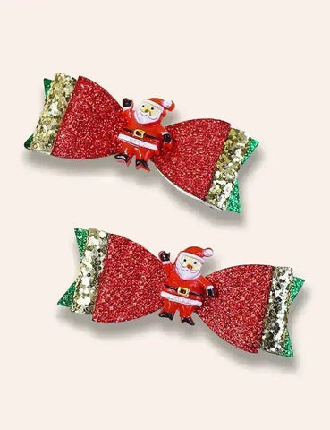 2 stuks kerstserie haarclips met lovertjes