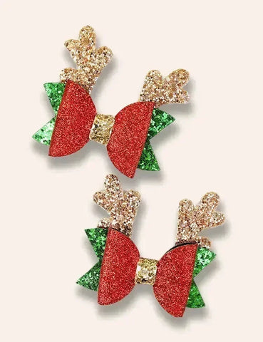 2 stuks kerstserie haarclips met lovertjes