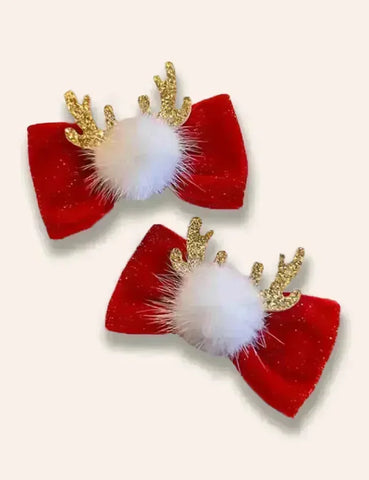 2 stuks kerstserie haarclips met lovertjes
