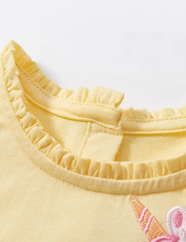 Tüllkleid mit Regenbogen‑Einhorn‑Applikation