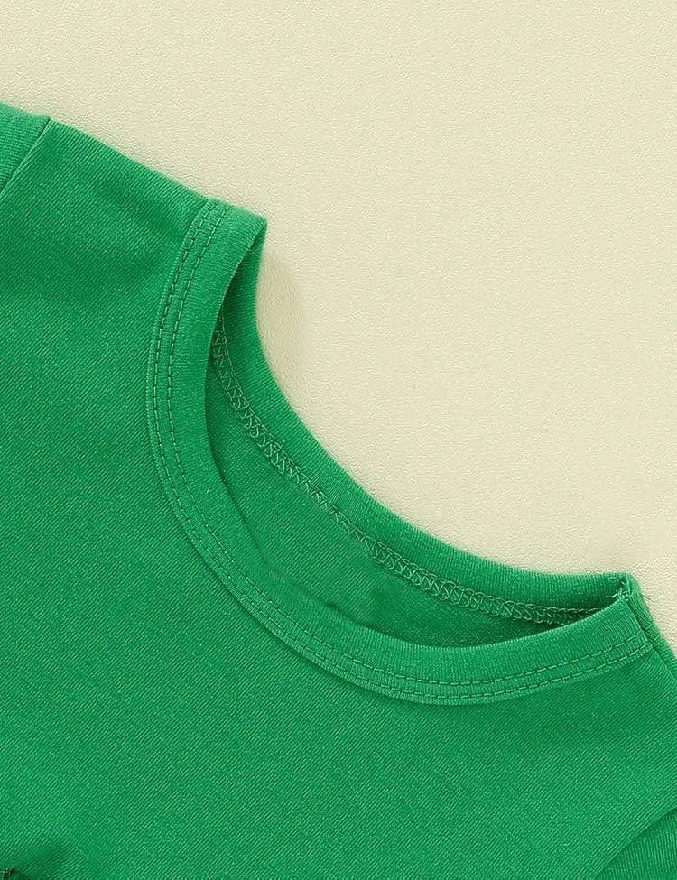 St.Patrick's Day Flared Long Sleeve Dress+Clover Pants - Mini Taylor