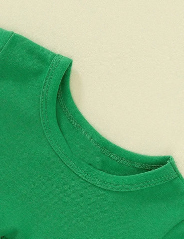 St.Patrick's Day Flared Long Sleeve Dress+Clover Pants - Mini Taylor
