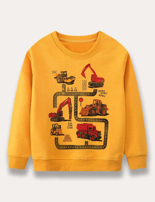 Engineering Vehicle Map Printed Sweatshirt - Mini berni