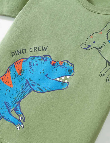 Dinosaur Print Short Sleeve T-Shirt and Shorts Set
