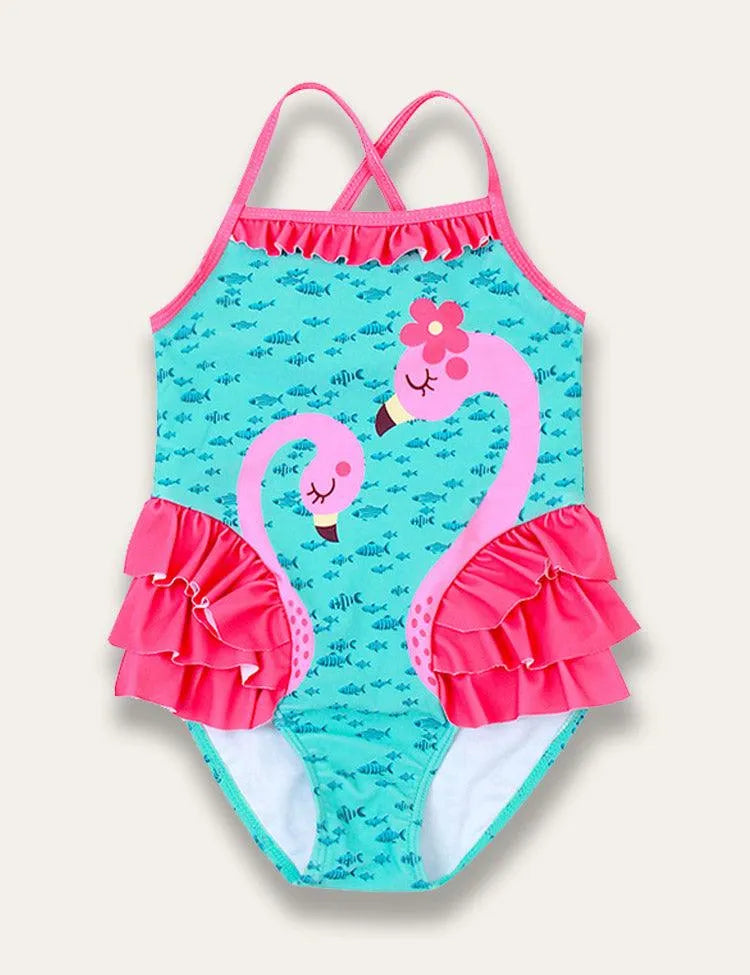 Ruffled Flamingo Print Swimsuit - Mini Taylor