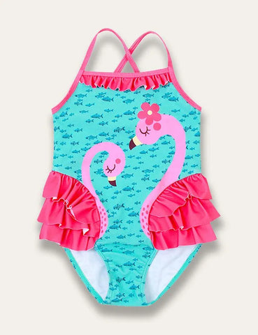Ruffled Flamingo Print Swimsuit - Mini Taylor