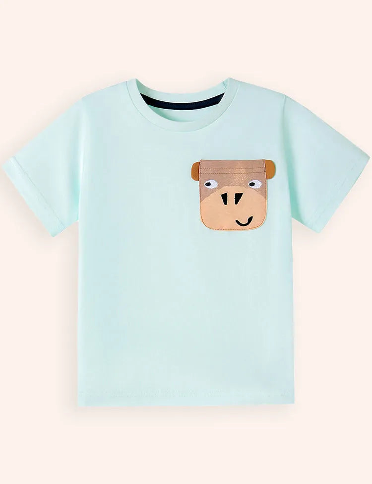 Niedliches Baumwoll-T-Shirt mit Kuh-Applikation
