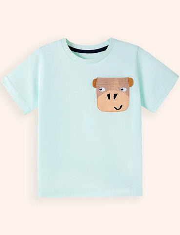 Niedliches Baumwoll-T-Shirt mit Kuh-Applikation