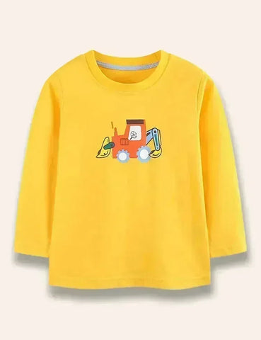 Excavator Printed Long Sleeve T-Shirt