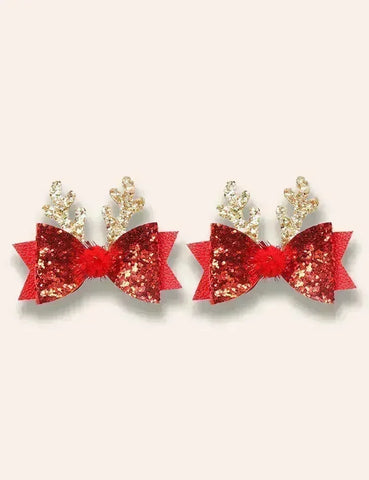 2 stuks kerstserie haarclips met lovertjes
